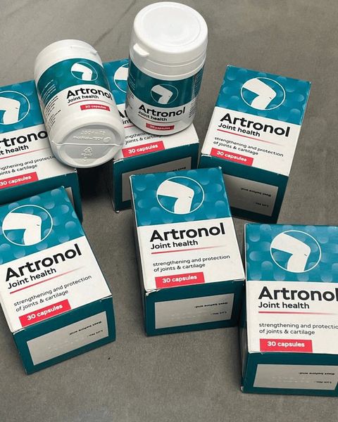 Frasco e caixa turquesa de Artronol, 30 cápsulas