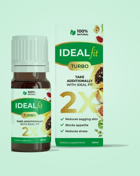 Frasco com conta-gotas IdealFit Turbo e caixa verde